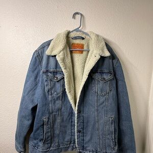 Vintage Levi's Light Blue Denim Sherpa Jacket with Cream Lining